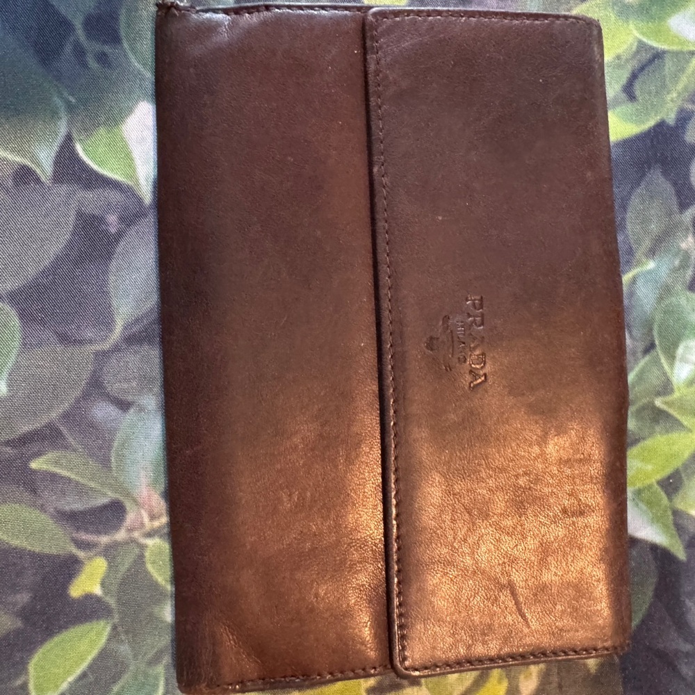 Prada Dark Brown Vintage Leather Wallet - Picture 1 of 9